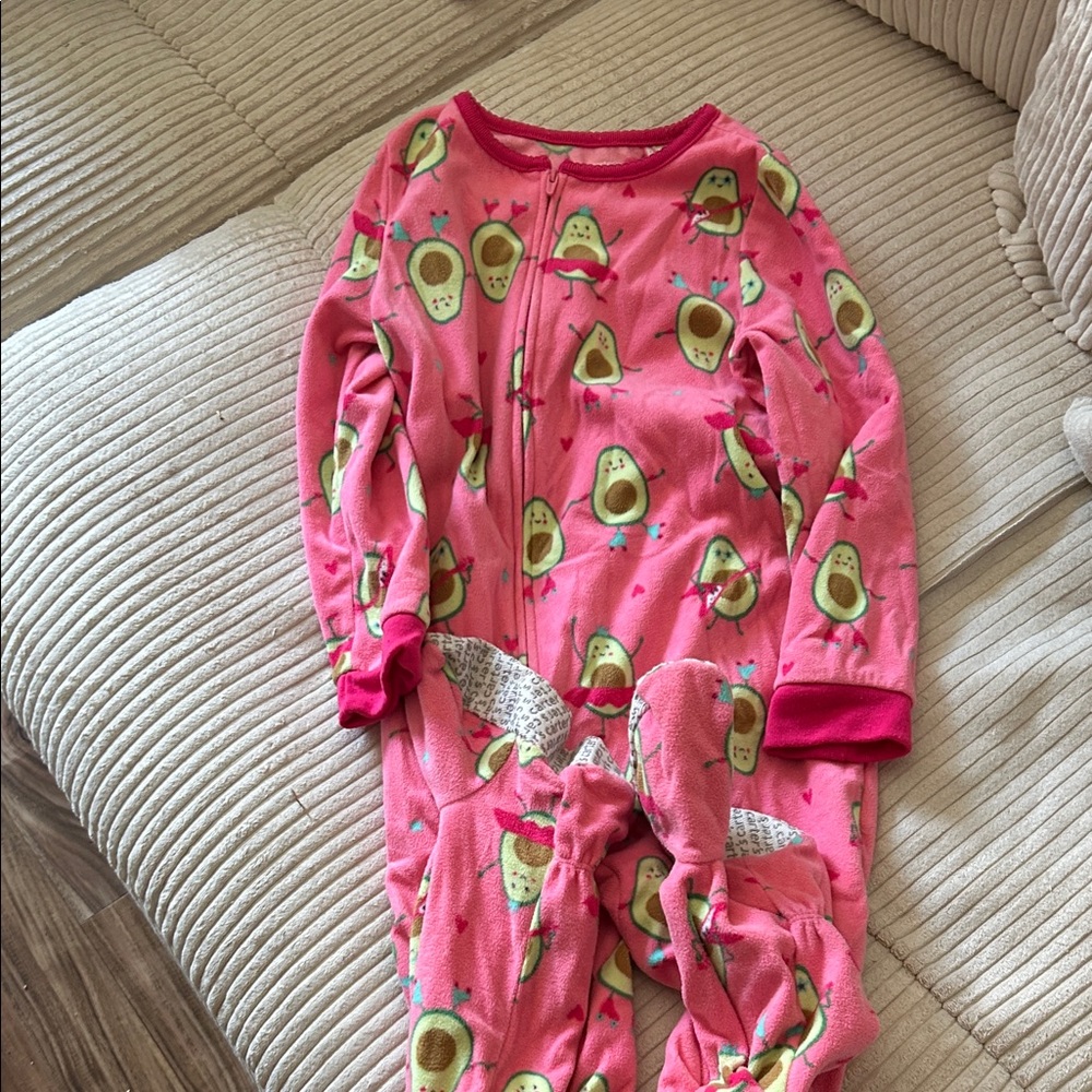 Pink Avocado Print Toddler Footed Pajamas